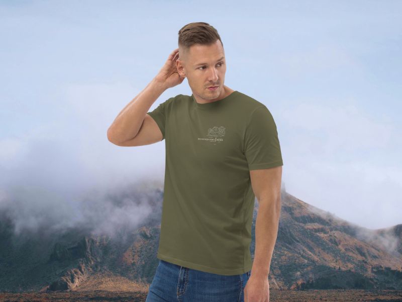 DESTINED FOR MORE Premium T-Shirt Glacial mit Bergmotiv-Print – Detailansicht auf Eisstruktur